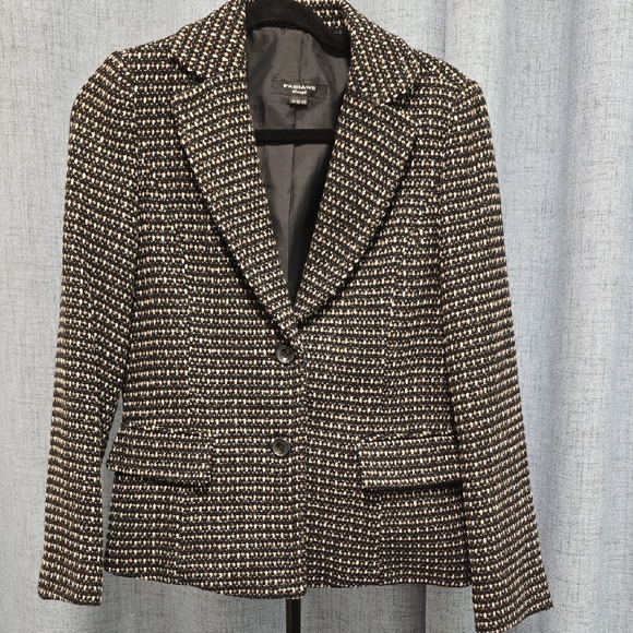 Fabiane decoupe Jackets & Blazers - Fabiane Decoupe Stylish Black,tan and White Tweed Blazer Size Medium